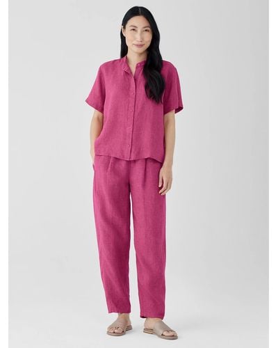 Eileen Fisher Washed Organic Linen Délavé Lantern Pant - Pink