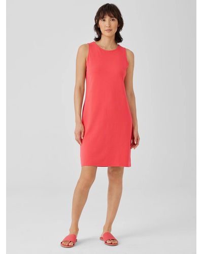 Eileen Fisher Traceable Cotton Jersey Tank Dress - Red
