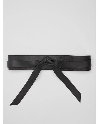 Eileen Fisher Buttery Leather Wrap Belt - Black