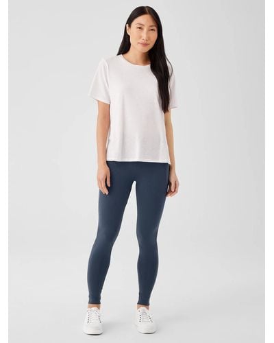 Eileen Fisher Pima Cotton Stretch Jersey High-waisted Leggings - Blue