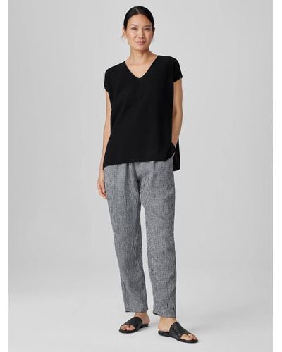 Eileen Fisher Puckered Organic Linen Tapered Pant - Gray