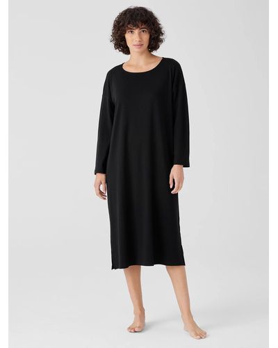 Eileen Fisher Organic Cotton Interlock Sleep Dress - Black