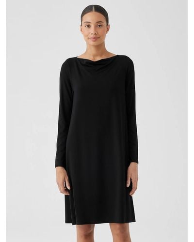 Eileen Fisher Fine Jersey Cowl Neck Dress - Black