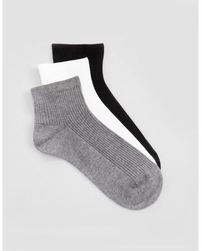 Eileen Fisher Cotton Ankle Sock 3-pack - Black