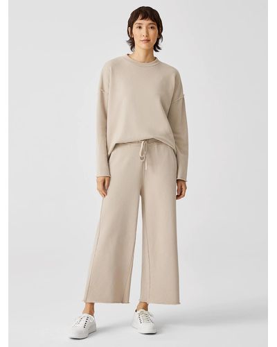 Eileen Fisher Organic Cotton French Terry Wide-leg Pant - Natural