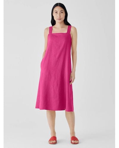 Eileen Fisher Organic Linen Square Neck Dress - Pink
