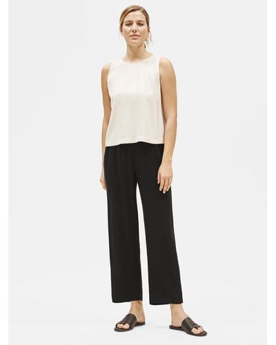 Eileen Fisher System Silk Georgette Straight Ankle Pant - White