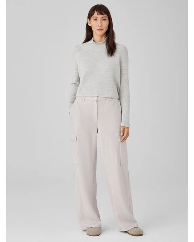 Eileen Fisher Boiled Wool Jersey Cargo Pant - White