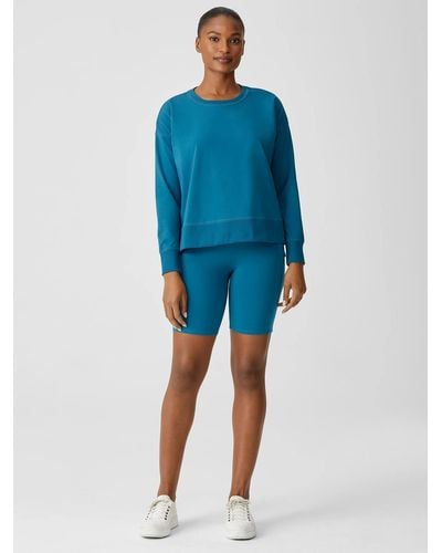 Eileen Fisher Pima Cotton Stretch Jersey Shorts - Blue