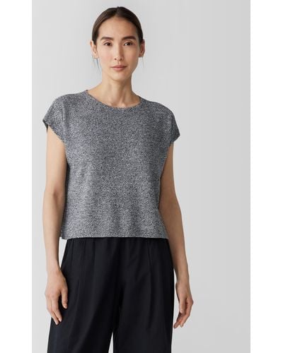 Eileen Fisher Organic Linen Cotton Square Top - Gray