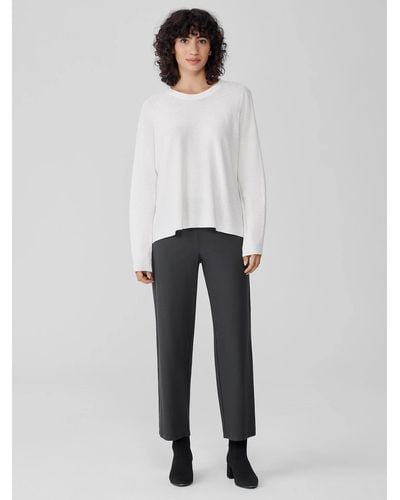 Eileen Fisher Washable Stretch Crepe Straight Pant - White