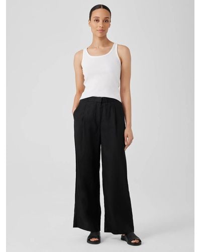Eileen Fisher Organic Linen Trouser Pant - Black
