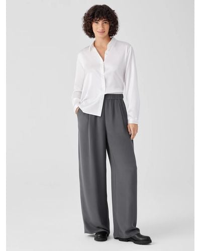 Eileen Fisher Silk Double Crepe Wide-leg Pant - Gray