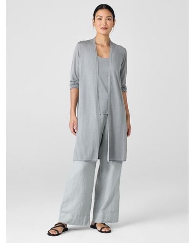 Eileen Fisher Organic Linen Cotton Long Cardigan - White