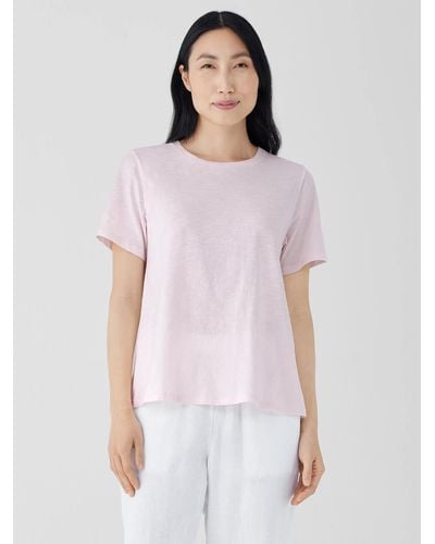 Eileen Fisher Organic Cotton Slubby Jersey Tee - Pink
