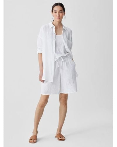 Eileen Fisher Organic Cotton Lofty Gauze Shorts - White