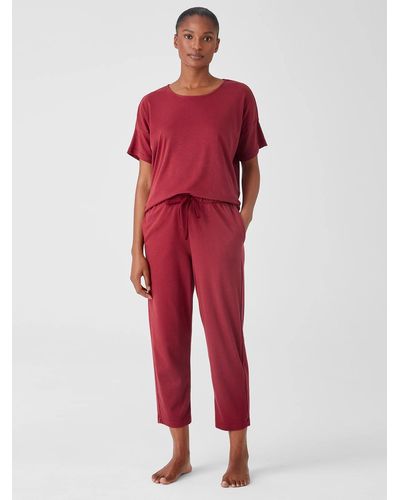 Eileen Fisher Organic Cotton Interlock Slouchy Sleep Pant - Red