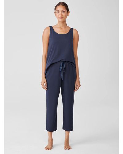 Eileen Fisher Organic Cotton Interlock Slouchy Sleep Pant - Blue