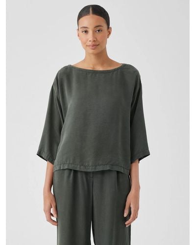 Eileen Fisher Sandwashed Twill Box-top - Gray