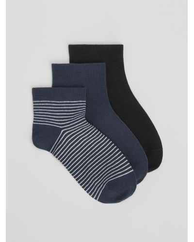 Eileen Fisher Cotton Ankle Sock 3-pack - Blue
