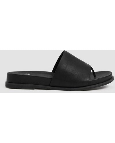 Eileen Fisher Duet Tumbled Leather Sandal - Black