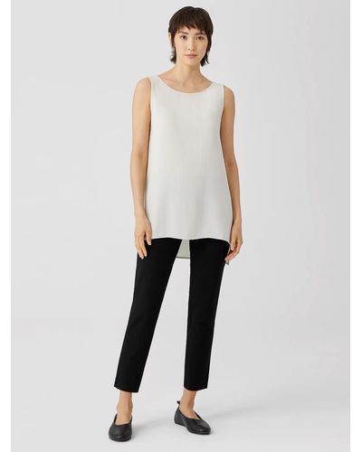 Eileen Fisher Washable Stretch Crepe Slim Ankle Pant - White