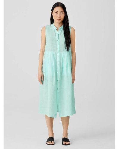 Eileen Fisher Garment-dyed Organic Handkerchief Linen Shirt - Green
