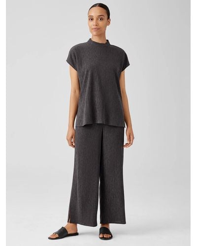 Eileen Fisher Woven Plisse Straight Pant - Multicolor