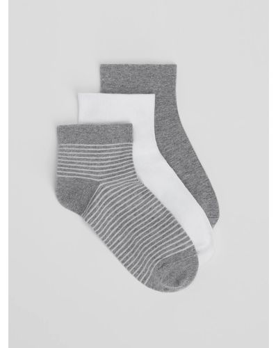Eileen Fisher Cotton Ankle Sock 3-pack - Gray