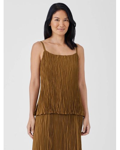 Eileen Fisher Crushed Silk Cami - Brown