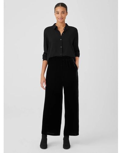 Eileen Fisher Velvet Wide-leg Pant - Black