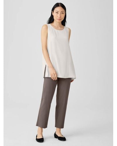 Eileen Fisher Washable Stretch Crepe Straight Pant - White