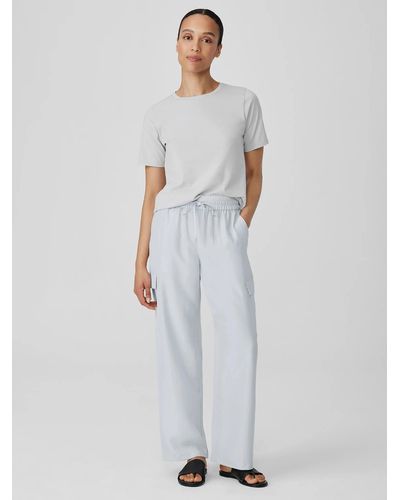 Eileen Fisher Washed Silk Cargo Pant - White