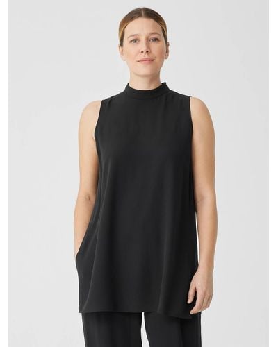 Eileen fisher pure silk black tunic top, Women's Fashion, Tops, Sleeveless  on Carousell