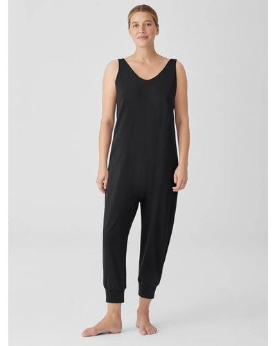 Eileen Fisher Organic Cotton Interlock Sleep Jumpsuit - Multicolor