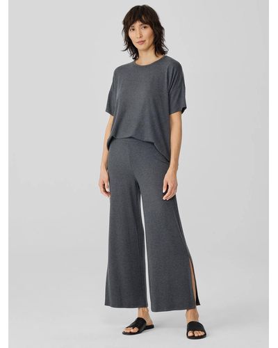 Eileen Fisher Fine Jersey Pant With Slits - Gray