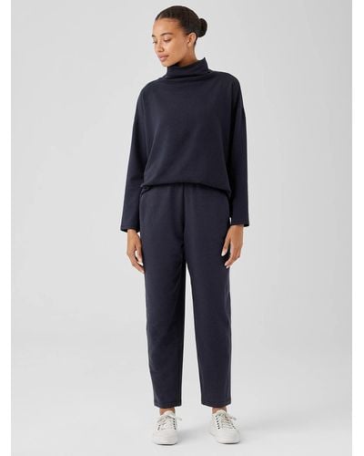 Eileen Fisher Cozy Brushed Terry Hug Slouchy Pant - Blue