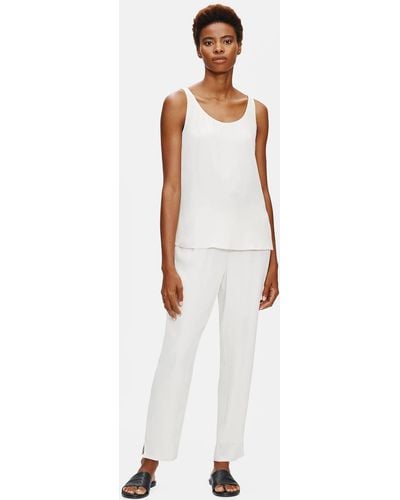Eileen Fisher System Silk Georgette Slouchy Pant - White