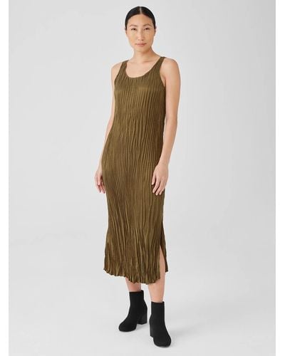 Eileen Fisher Crushed Cupro Scoop Neck Dress - Natural