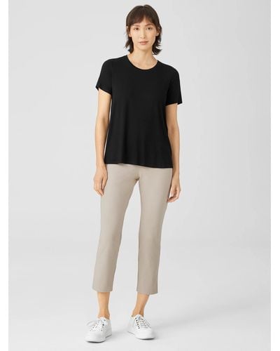Eileen Fisher Washable Stretch Crepe Pant With Slits - Multicolor