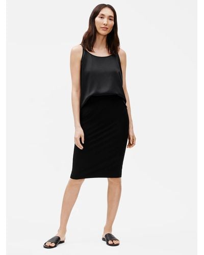 Eileen Fisher System Stretch Crepe Pencil Skirt - Black