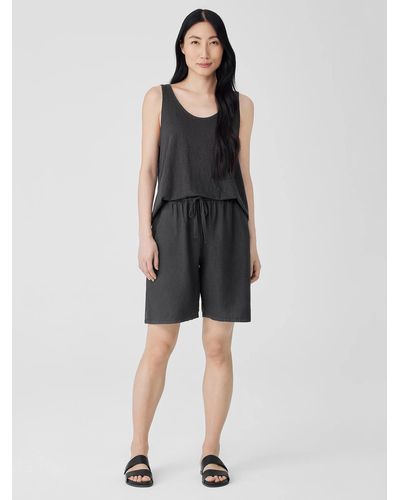 Eileen Fisher Garment-dyed Organic Linen Shorts - Black