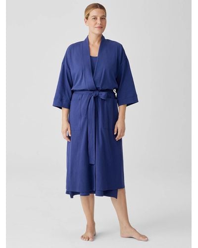 Eileen Fisher Organic Cotton Interlock Sleep Robe - Blue