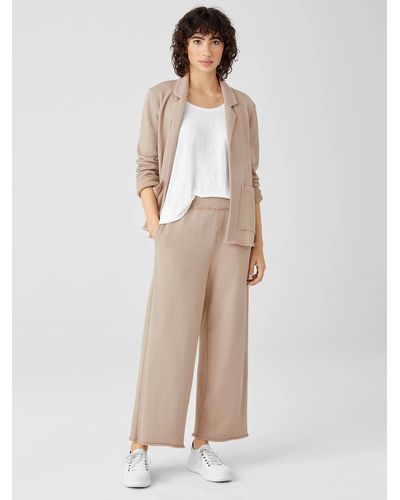 Eileen Fisher Lightweight Organic Cotton Terry Straight Pant - Natural