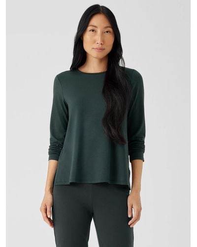 Eileen Fisher Stretch Jersey Knit Crew Neck Top - Green