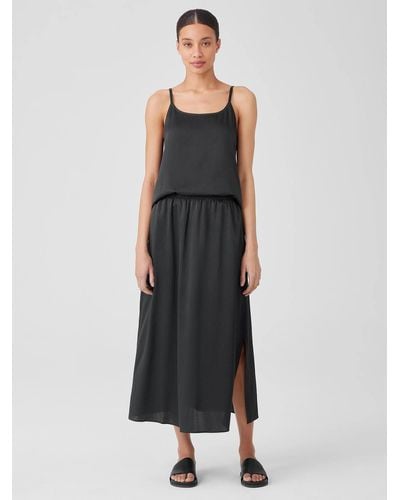 Eileen Fisher Hammered Silk Cotton A-line Skirt - Black