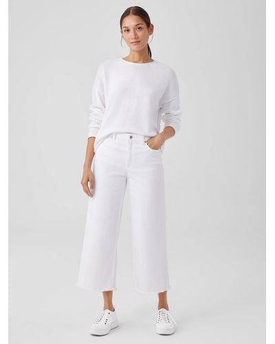 Eileen Fisher Organic Cotton Denim Wide-leg Jean - White