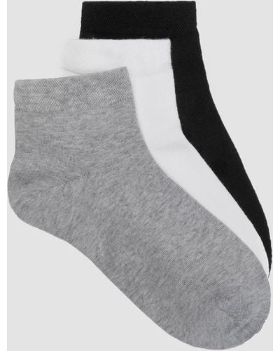Eileen Fisher Cotton Ankle Sock 3-pack - Black