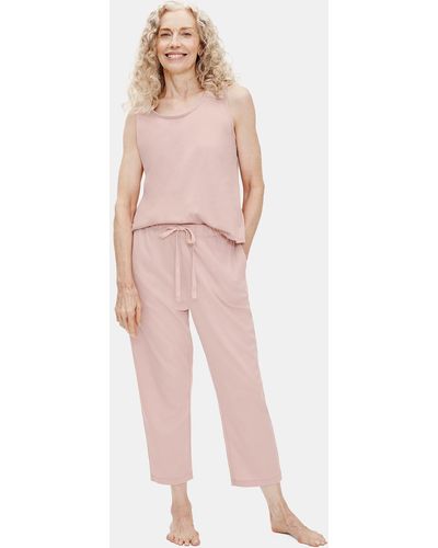 Eileen Fisher Organic Cotton Interlock Slouchy Sleep Pant - Pink