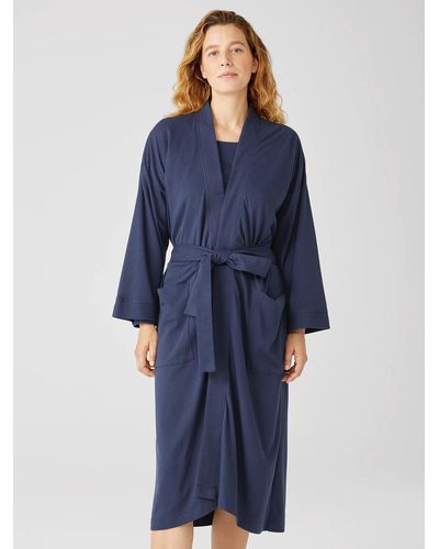 Eileen Fisher Organic Cotton Interlock Sleep Robe - Blue
